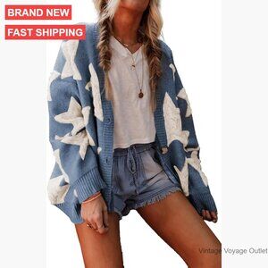 Long Sleeve Sherpa Cardigan with Pockets, Loose Fit, Winter Sweater